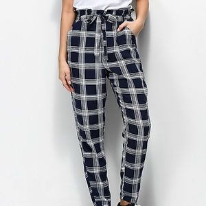 Love, Fire High waist paper bag check pants